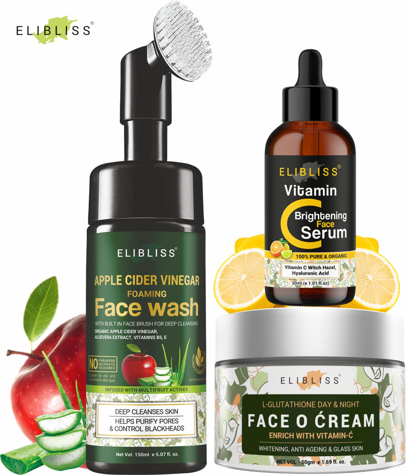 Complete Your Skincare Routine with Apple Face Wash, Cream, and Vitamin C Serum for Radiant and Nourished Skin