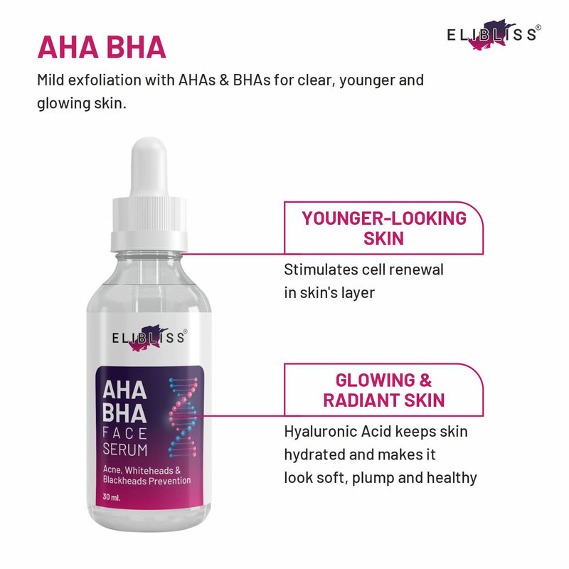 AHA BHA Exfoliating Serum for Skin Brightening, Pore Refining, Acne & Dark Spots