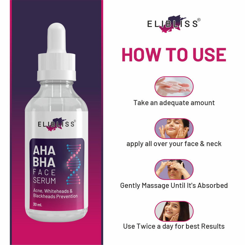 AHA BHA Exfoliating Serum for Skin Brightening, Pore Refining, Acne & Dark Spots