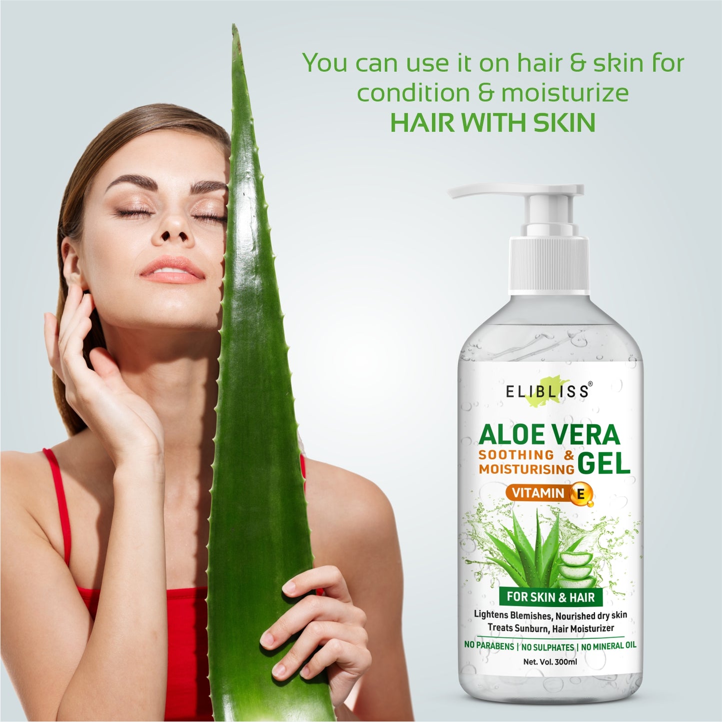 Elibliss Organic Aloe Vera Gel for Skin Acne, Scars and Dark spots Face