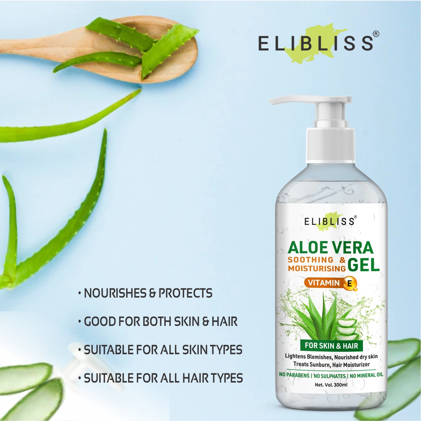 Elibliss Organic Aloe Vera Gel for Skin Acne, Scars and Dark spots Face