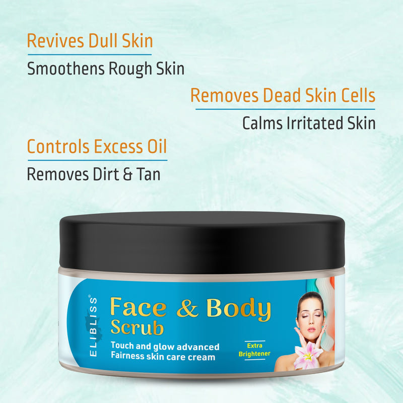 Face & Body Scrub for Skin Brightening, Exfoliate Knees, Elbows