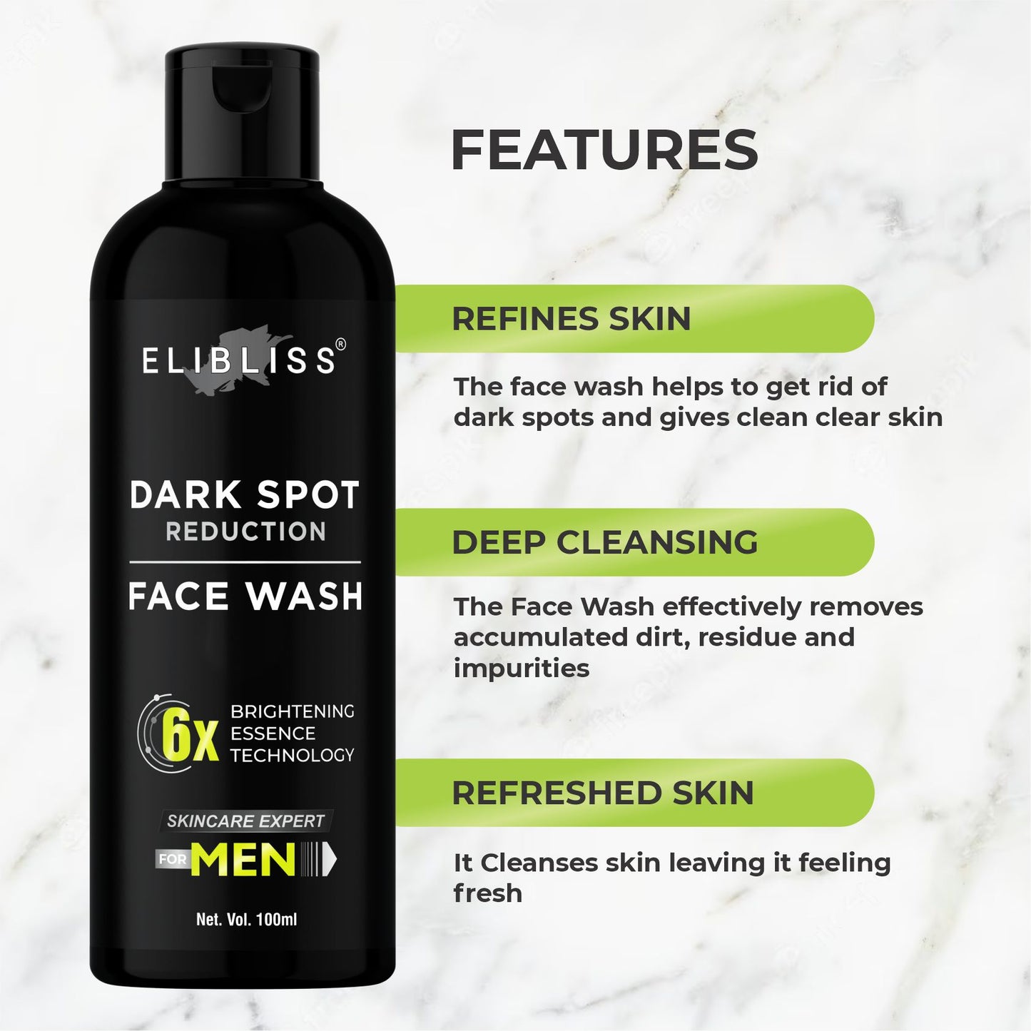 Elibliss Dark Spot Removal, Radiance Face, Skin Whitening Face Wash for Men 100 ml