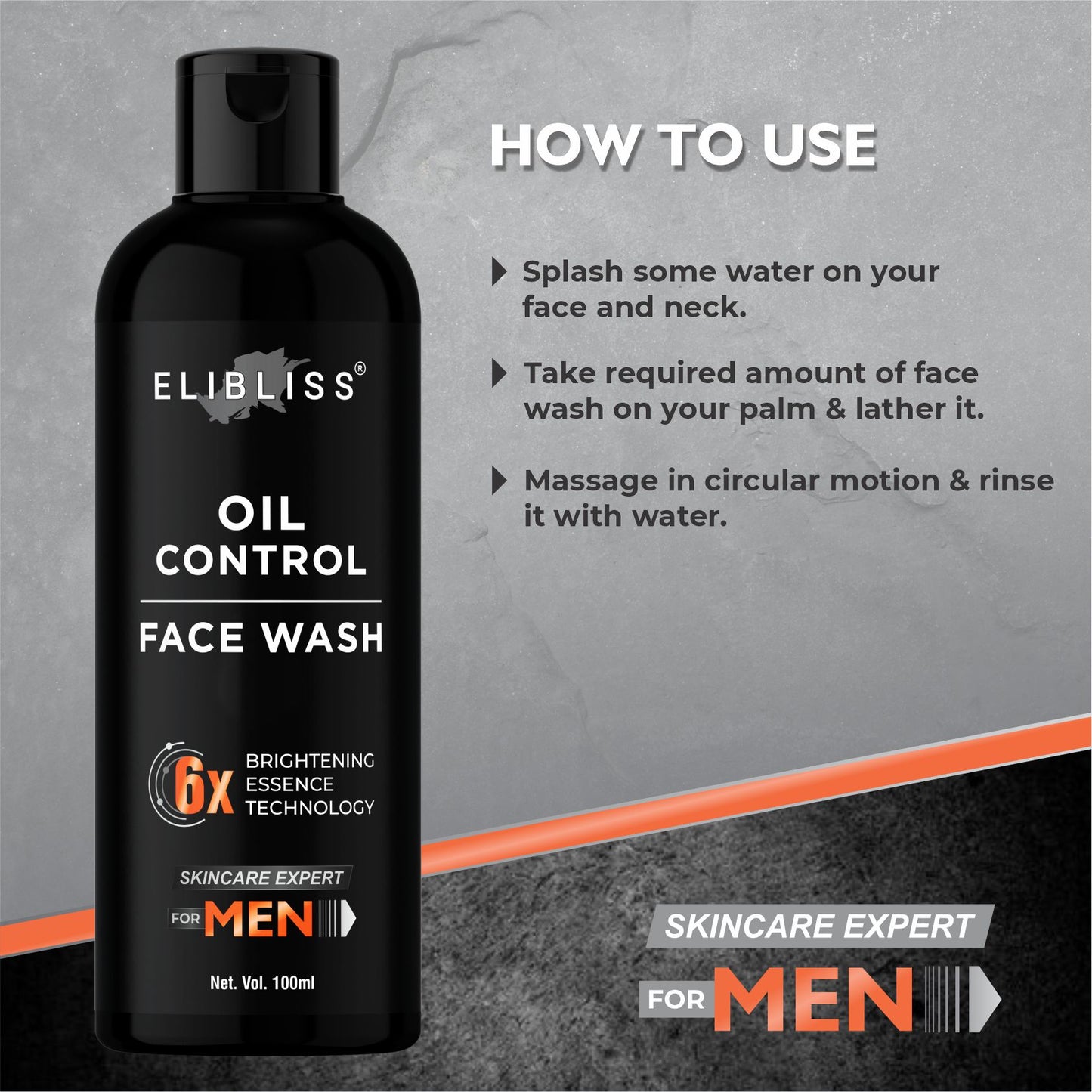 Elibliss Men Oil Control Face Wash for Anti-Pollution, Deep Cleansing - Paraben Free 100 ml