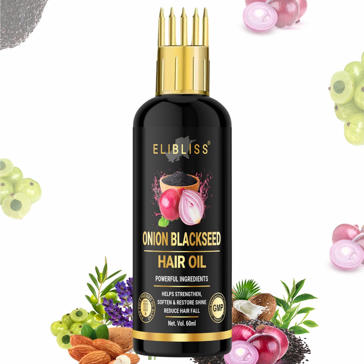 Premium red onion extract and black seed oil infused in the shampoo & Hair oil improves circulation to the scalp and roots.