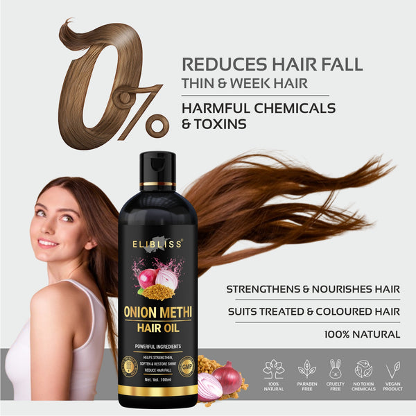 Revitalize Your Hair with Onion Methi Hair Oil -  The Natural Solution for Strong and Shiny Locks