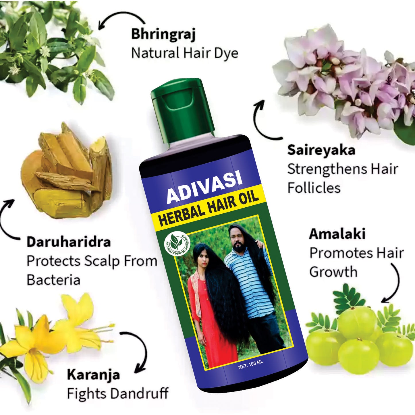 Elibliss Adivasi Ayurvedic Natural Herbal Hair Oil for Hair Growth and Hair Fall Control