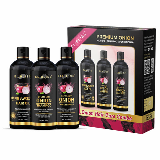 Premium Onion Hair Care Combo Kit - Onion Hair Oil , Onion Shampoo and Onion Conditioner