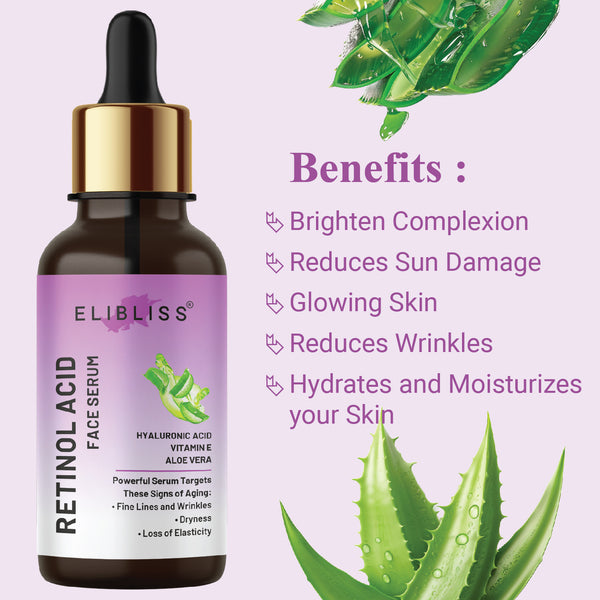 Retinol Face Serum with Vitamin E & Aloe Vera for Skin Brightening, Anti-Ageing