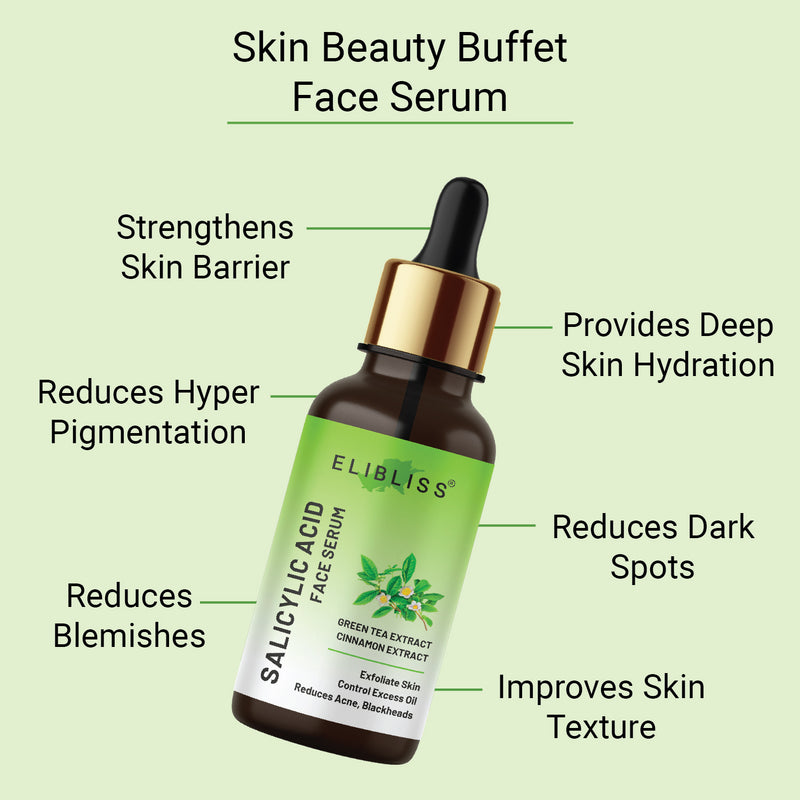 Green Tea and Cinnamon Extract Salicylic Acid Face Serum for Exfoliate Skin