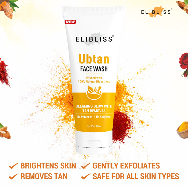 Ubtan Natural for Dry Skin with Turmeric & Saffron for Tan removal Face Wash and for Brightening Skin Tone Help Face Age Spots Fine Lines Face Wash