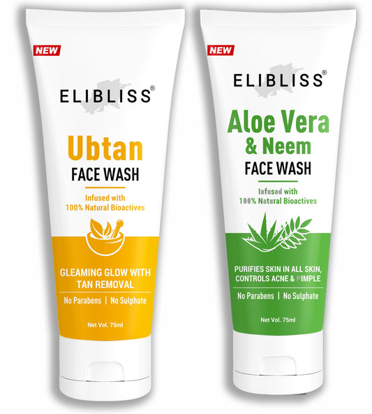 Ubtan Face Wash & Neem Face Wash - Ubtan Face Wash with Turmeric and Naturals Nourishing Neem Gel Face Wash