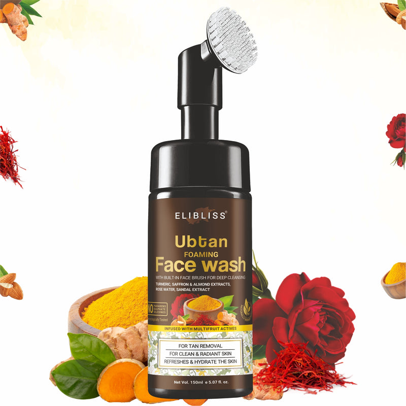 ELIBLISS Ubtan Natural for Dry Skin with Turmeric & Saffron for Tan removal and Skin brightening 150 ml - SLS & Paraben Free Face Wash  (150 ml)