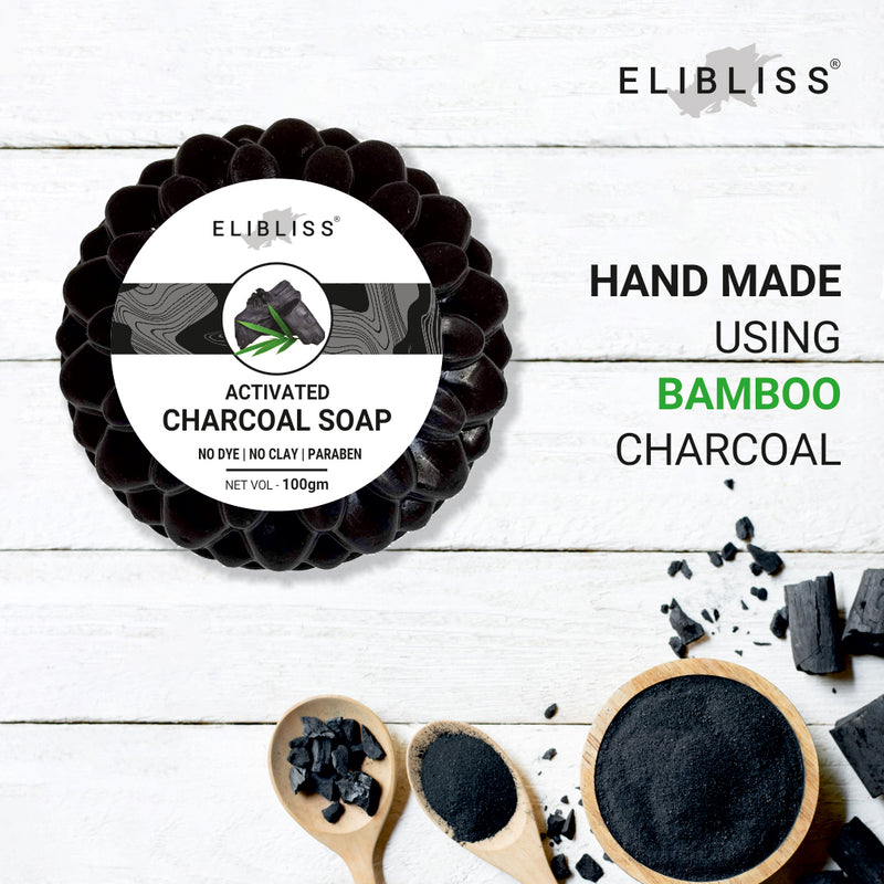 ELIBLISS Deep Cleaning & Exfoliating Activated Charcoal Soap For Men & Women  (100 g)