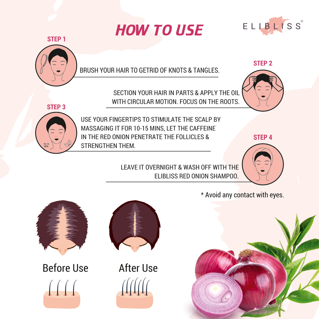 ELIBLISS Red Onion Hair Oil for Hair Regrowth & Hair Fall Control Hair Oil  (100ml)